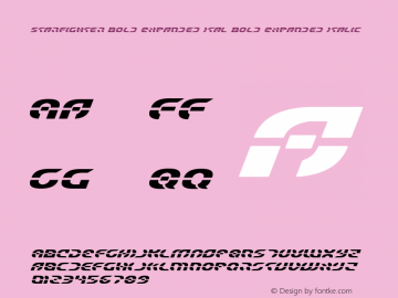 Starfighter Bold Expanded Ital Version 3.0; 2017 Font Sample