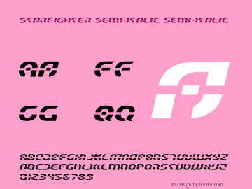 Starfighter Semi-Italic Version 3.0; 2017 Font Sample