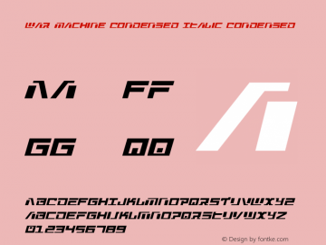 War Machine Condensed Version 2.1; 2015 Font Sample