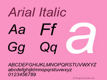 Arial Italic MS core font:V1.00 Font Sample