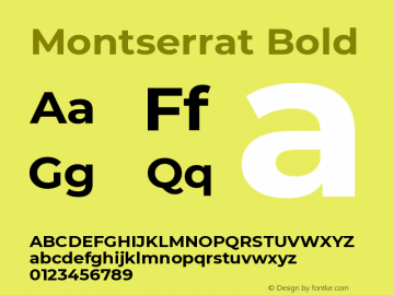 Montserrat Bold Version 7.200;PS 007.200;hotconv 1.0.88;makeotf.lib2.5.64775 Font Sample