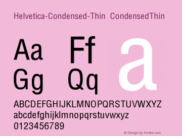 Helvetica-Condensed-Thin CondensedThin Version 0.0图片样张