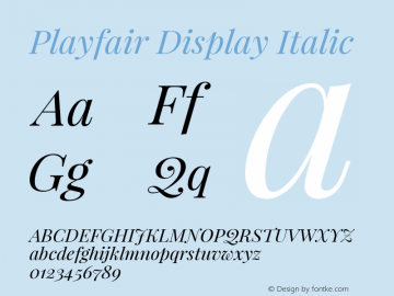 Playfair Display Italic Version 1.004;PS 001.004;hotconv 1.0.70;makeotf.lib2.5.58329 Font Sample