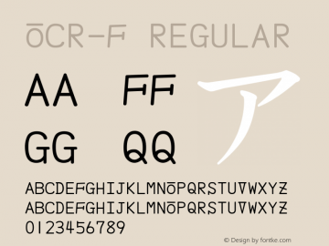 OCR-F Version 3.00 Font Sample