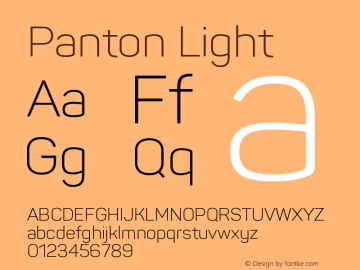 Panton Light Version 1.000;PS 001.000;hotconv 1.0.70;makeotf.lib2.5.58329 Font Sample