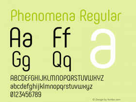 Phenomena-Regular Version 1.000;PS 001.000;hotconv 1.0.88;makeotf.lib2.5.64775 Font Sample