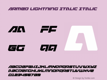 Armed Lightning Italic Version 1.2; 2019 Font Sample