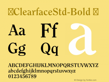 ☞ClearfaceStd-Bold OTF 1.018;PS 001.001;Core 1.0.31;makeotf.lib1.4.1585;com.myfonts.itc.clearface.bold.wfkit2.jVGh图片样张