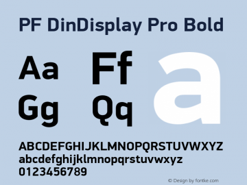 PF DinDisplay Pro Bold Version 2.008 2005 Font Sample