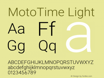 MotoTime Light Version 3.0; 2018 Font Sample