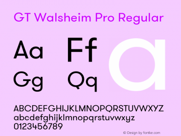 GTWalsheimProRegular Version 1.001 Font Sample