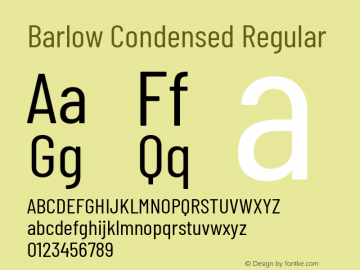 Barlow Condensed Regular Version 1.408 Font Sample