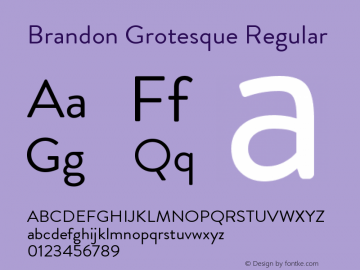 BrandonGrotesque-Regular Version 001.000 Font Sample