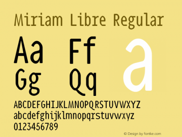 Miriam Libre Regular Version 1.001 Font Sample