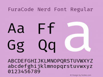 Fura Code Regular Nerd Font Complete Version 1.206;PS 001.206;hotconv 1.0.88;makeotf.lib2.5.64775图片样张