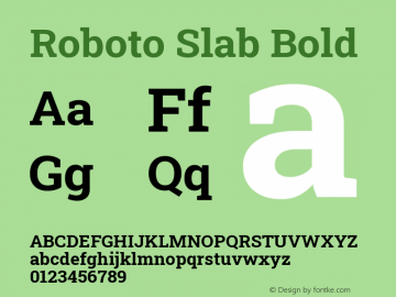 Roboto Slab Bold Version 2.000; ttfautohint (v1.4.1)图片样张