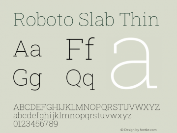 Roboto Slab Thin Version 2.000; ttfautohint (v1.4.1) Font Sample