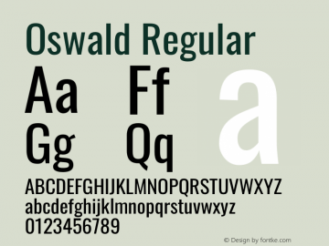Oswald Regular Version 4.100; ttfautohint (v1.8.1.43-b0c9) Font Sample