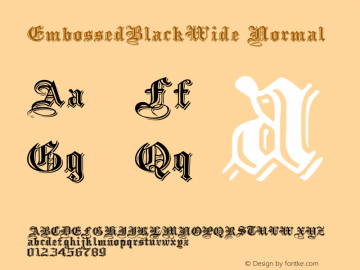 EmbossedBlackWide Normal 1.000 Font Sample