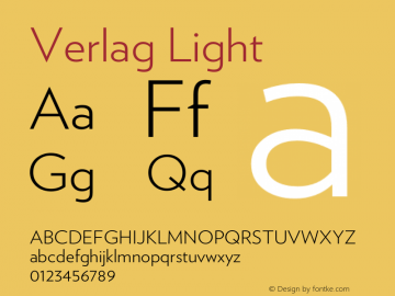 Verlag-Light Version 001.001 Font Sample