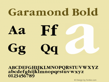 Garamond Bold 001.000 Font Sample