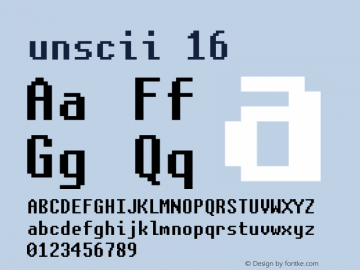 unscii-16 Version 1.0 Font Sample
