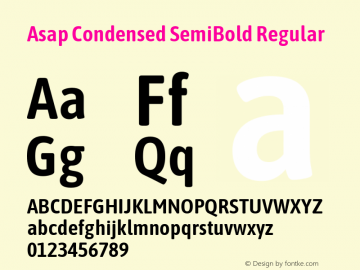 Asap Condensed SemiBold Version 1.008; ttfautohint (v1.6)图片样张