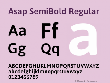 Asap SemiBold Version 1.010 Font Sample