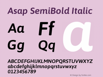 Asap SemiBold Italic Version 1.010 Font Sample