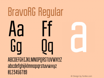 BravoRG Version 1.000 2013 initial release Font Sample