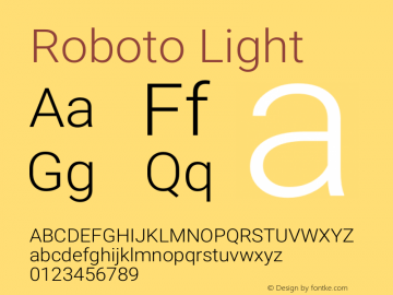 Roboto Light Version 2.001047; 2015 Font Sample