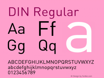 DIN Regular Macromedia Fontographer 4.1 06-01-2000 Font Sample
