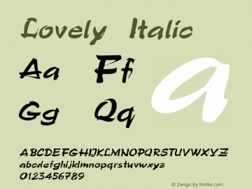 Lovely Italic Unknown Font Sample