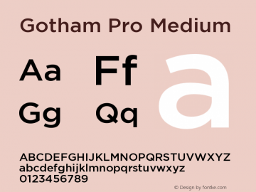GothamPro-Medium Version 001.000 Font Sample