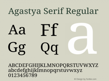 Agastya Serif Version 1.00;October 15, 2020;FontCreator 13.0.0.2683 64-bit Font Sample