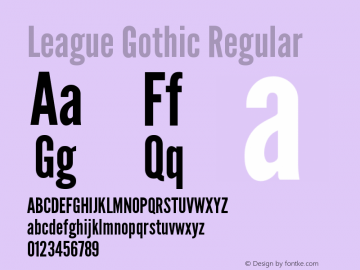 League Gothic Regular Version 1.601;RELEASE Font Sample