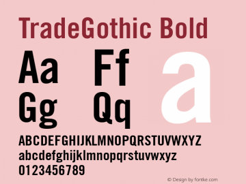 Trade Gothic Bold Condensed No. 20 001.001 Font Sample