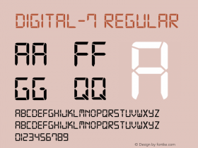 Digital-7 Version 1.020 April 07 2011 Font Sample