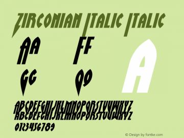 Zirconian Italic Version 1.0; 2021 Font Sample
