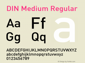 DIN Medium Version 001.000 Font Sample