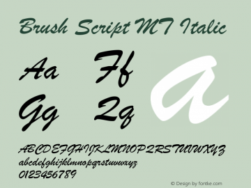 Brush Script MT Italic Version 1.50图片样张