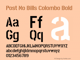 Post No Bills Colombo Bold Version 1.220 ; ttfautohint (v1.6)图片样张