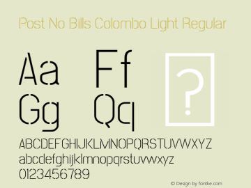 Post No Bills Colombo Light Version 1.220 ; ttfautohint (v1.6)图片样张