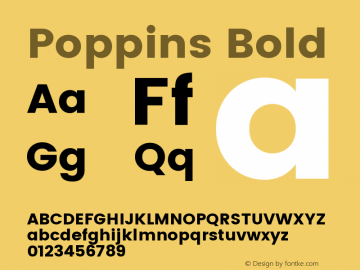 Poppins Bold Version 2.201;PS 1.000;hotconv 16.6.54;makeotf.lib2.5.65590 Font Sample