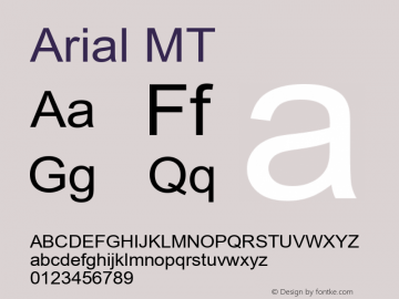 Arial MT Version 001.000 Font Sample