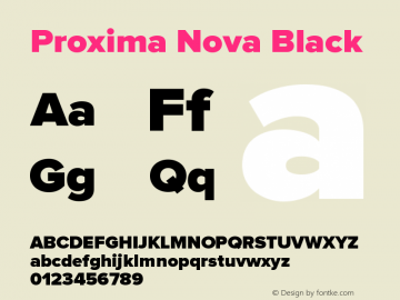 Proxima Nova Black Version 2.003 Font Sample