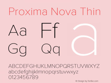 Proxima Nova Thin Version 2.003 Font Sample