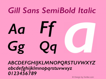 Gill Sans SemiBold Italic 13.0d1e4 Font Sample