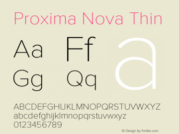 ProximaNova-Thin Version 1.000;PS 001.000;hotconv 1.0.38 Font Sample