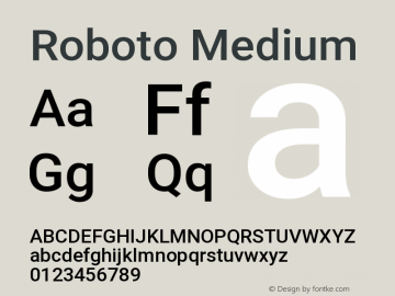 Roboto Medium Version 2.137; 2017 Font Sample